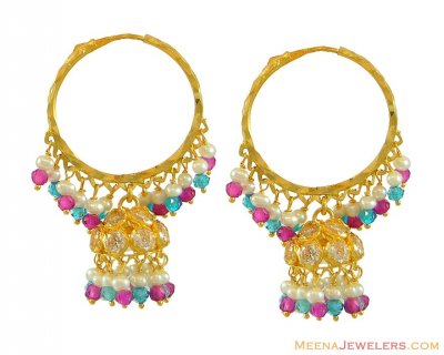  Gold Hoops (22 K) ( Hoop Earrings )