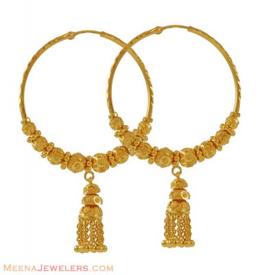 22k Gold Designer Bali ( Hoop Earrings )