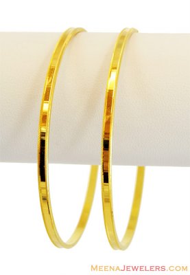 22K Fancy Plain Bangles (Pair) ( Gold Bangles )