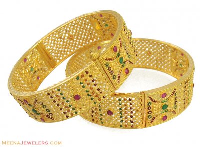22K Multicolor Stones Kada(2 pcs)  ( Kadas )