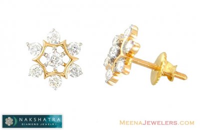 Diamond Earrings (18K Nakshatra) ( Diamond Earrings )