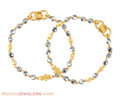 22K Baby Bracelet With Black Crystal ( 22Kt Baby Bracelets )