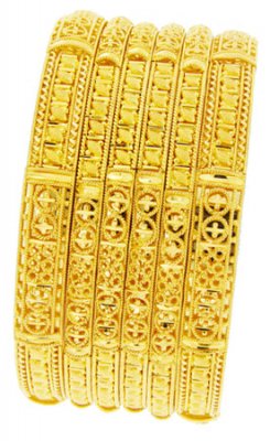 22 Kt Gold Filigree Work Bangles ( Set of Bangles )