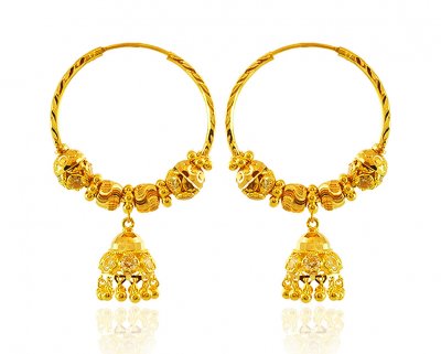 22K Yellow Gold Bali (Earrings) ( Hoop Earrings )