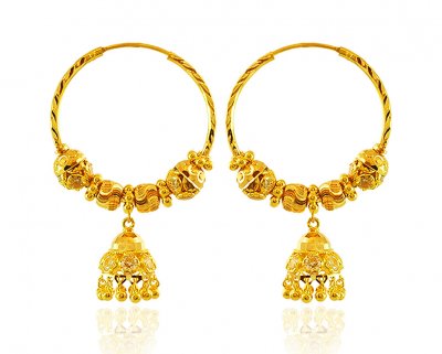 22K Yellow Gold Bali (Earrings) ( Hoop Earrings )