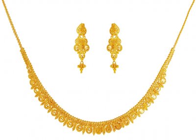 22K Gold Necklace Earring Set ( Light Sets )