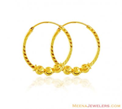 Gold Balls Hoop Earrings ( Hoop Earrings )