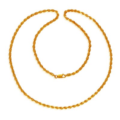 22 Kt Gold Rope Chain (24 Inch) ( Men`s Gold Chains )