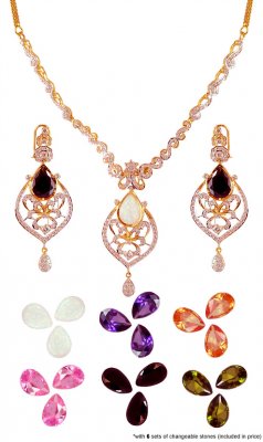 Changeable Stones Designer 22K Set  ( Gold Designer Sets )