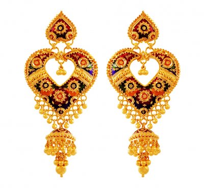 Exquisite Meenakari Jhumki Earrings ( 22Kt Gold Fancy Earrings )