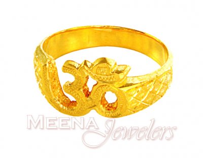 22kt Designer Mens Om Rings ( Religious Rings )