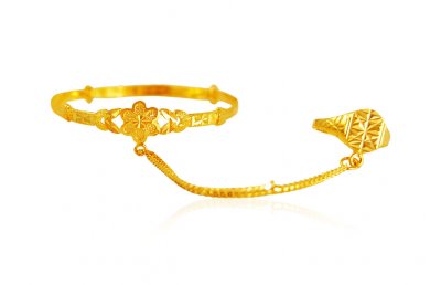 22k Gold Baby Kada With Ring ( Baby Bangles )