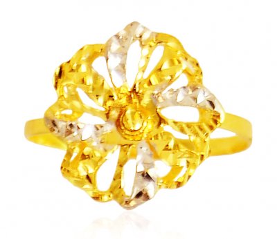 22 Karat Gold Two Tone Ring ( Ladies Gold Ring )