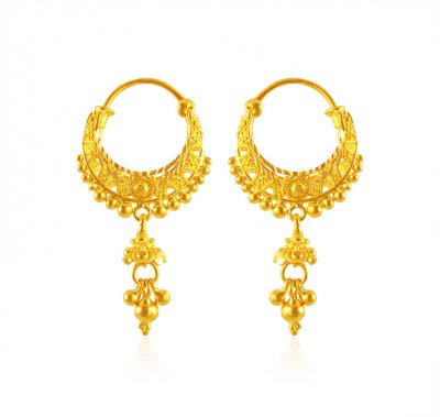 22Kt Gold Fancy Hoop Earrings ( Hoop Earrings )