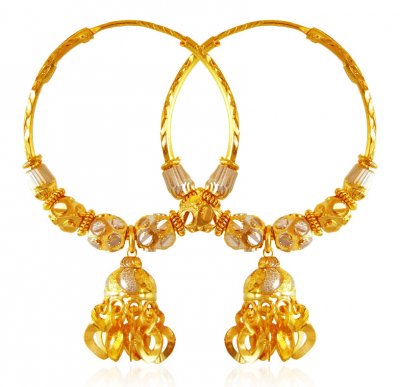 22K Gold Balls Hoop Earrings  ( Hoop Earrings )