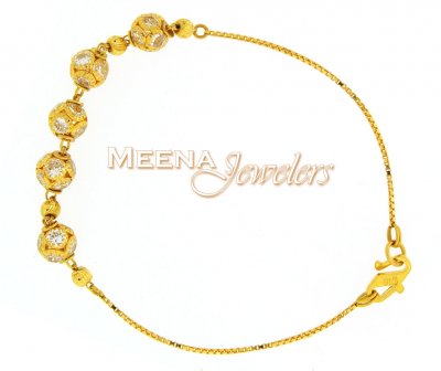 22kt Yellow Gold Bracelet with CZ (Cubic Zircon) ( Ladies Bracelets )