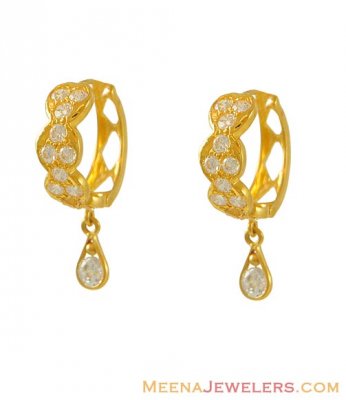 Yellow Gold CZ Clip Ons ( Clip On Earrings )