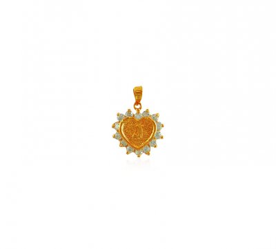 22K Gold Pendant with Initial (J) ( Initial Pendants )