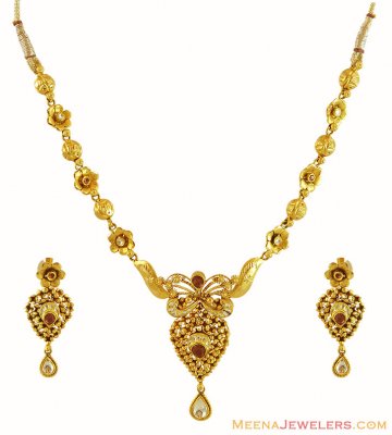 22K Antique Necklace Set ( Antique Necklace Sets )