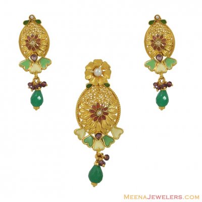 Fancy Pendant Set (22 Karat) ( Antique Pendant Sets )