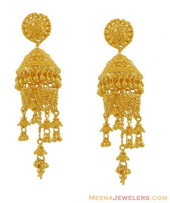 22K Exquisite Jhumki Earrings ( Exquisite Earrings )