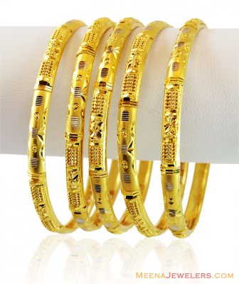 Two Tone Gold Bangle (set of 5) ( Set of Bangles )