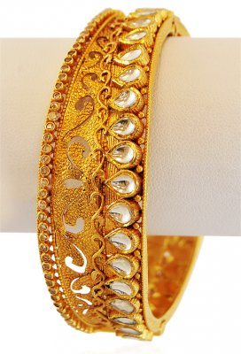 22k Designer Kundan Kada (1 Pc) ( Antique Bangles )