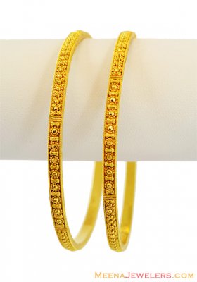 22K (2 Pcs) Filigree Bangles  ( Gold Bangles )