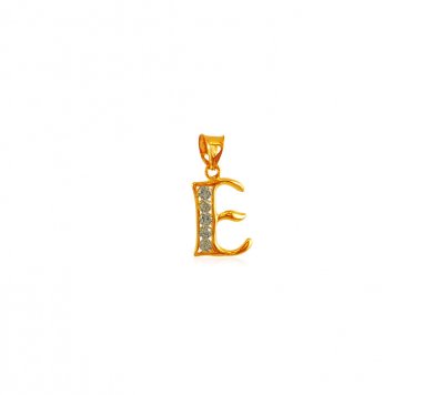 22Kt Gold Pendant with Initial(E) ( Initial Pendants )