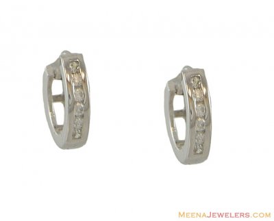 18K Small Clip On Earrings ( White Gold Earrings )