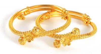 22k Filigree Gold Baby Bangles(set of 2) ( Baby Bangles )