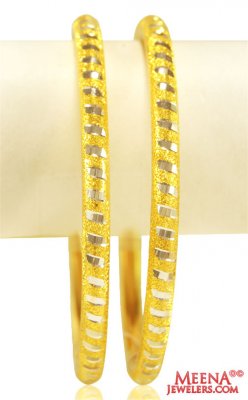 22 Karat Gold Two Tone Kada (2Pcs) ( Gold Bangles )