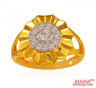 22K Gold Floral Fancy Ring ( Ladies Signity Rings )