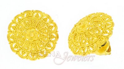 22Karat Gold Earrings with Filigree  ( 22 Kt Gold Tops )