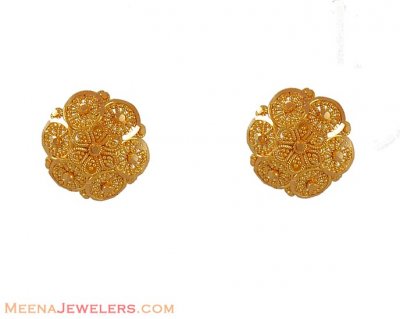  Gold filigree Earings (22k)  ( 22 Kt Gold Tops )