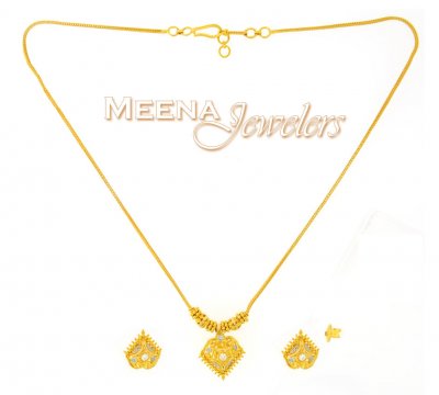 22K Yellow Gold Three Piece Necklace Set ( Light Sets )