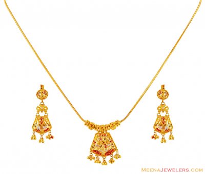 22K Three Tone Necklace Set ( Light Sets )