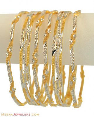 22K 2Tone Bangles Set(6 Pcs) ( Two Tone Bangles )