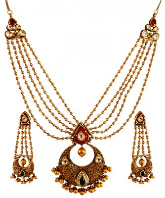 22kt Gold Layered Antique Set  ( Antique Necklace Sets )