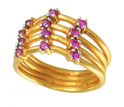 22Kt Gold Ring with Ruby ( Ladies Rings with Precious Stones )