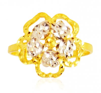 Two Tone 22 Karat Gold Ring ( Ladies Gold Ring )