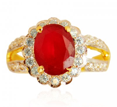 22kt Gold Ruby Ring ( Ladies Rings with Precious Stones )