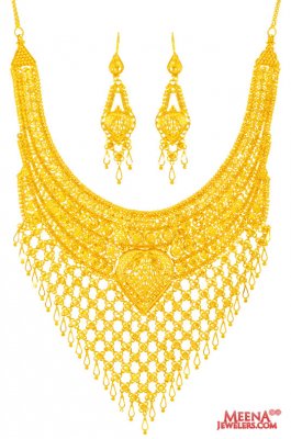 22kt Gold Necklace and Earring Set ( 22 Kt Gold Sets )