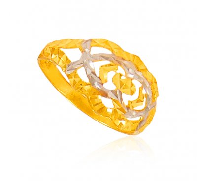 22 K Gold Two Tone Ring ( Ladies Gold Ring )