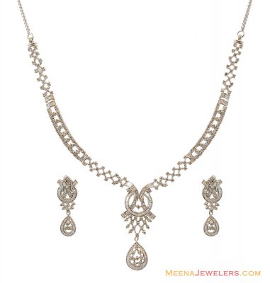 18K White Gold Necklace Set ( Diamond Necklace Sets )