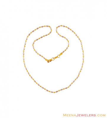 Gold Balls Two Tone Chain (16 Inch) ( 22Kt Gold Fancy Chains )