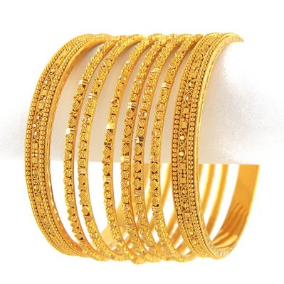 Gold Handmade Bangles (set of 6) ( Set of Bangles )