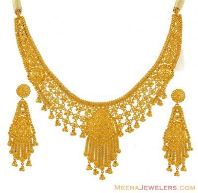 Filigree Necklace Set (22K Gold) ( 22 Kt Gold Sets )