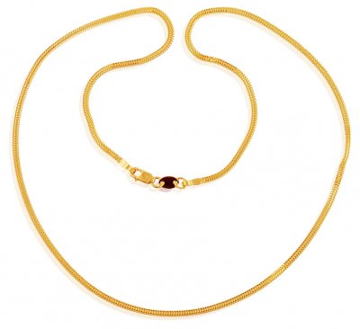 22K Gold Flat Thin Chain ( Plain Gold Chains )