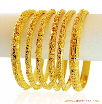 22k Gold Bangles Set (Set of 6) ( Set of Bangles )